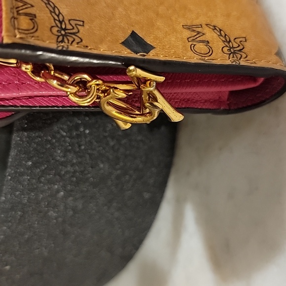 MCM EUC Pink and Tan cognac short Wallet with charms - Picture 6 of 12